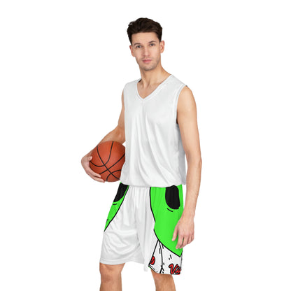 Alien Green Sporty Basketball Shorts (AOP)