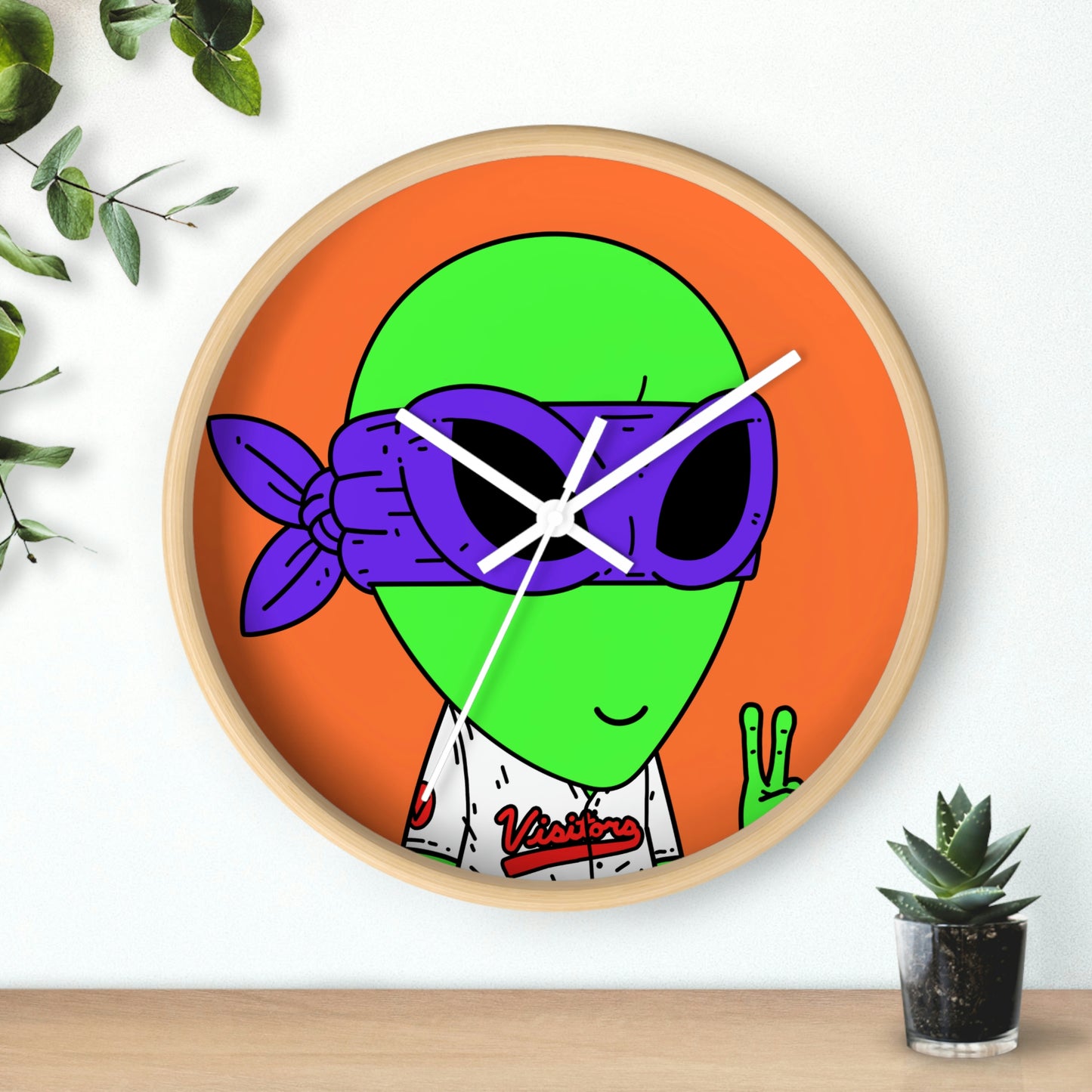 Purple Ninja Peace Visitor Jersey Alien Wall clock