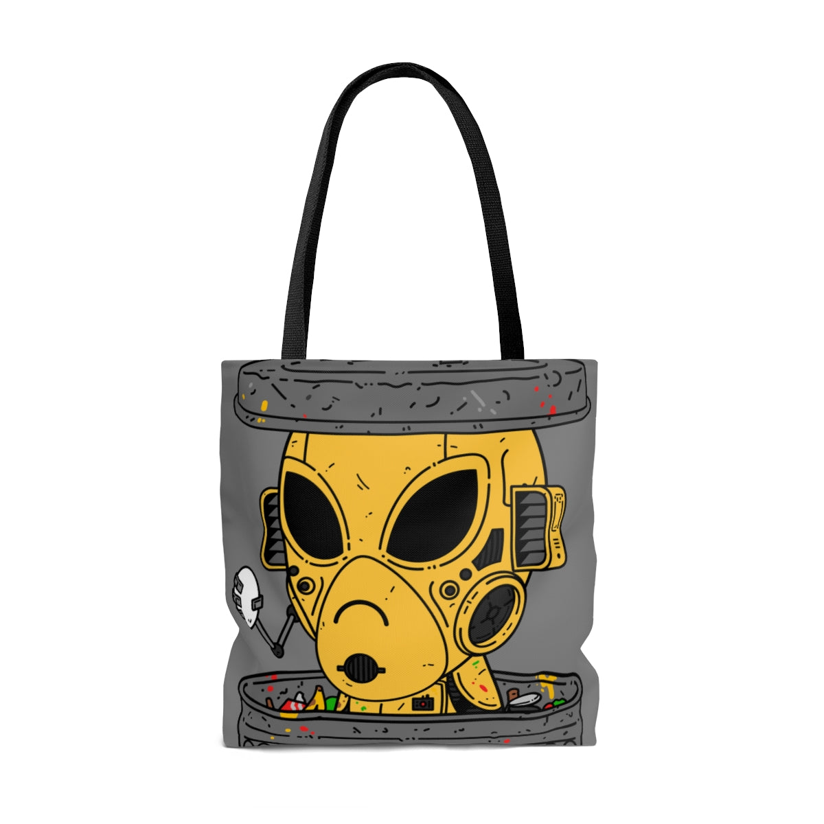 Trashcan Art Egg Armored Yellow Future Alien Cyborg Machine Visitor AOP Tote Bag