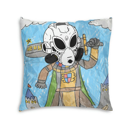 Robot Anime Large Sword Warrior Battle Alien LOL Visitor Tufted Floor Pillow, Square