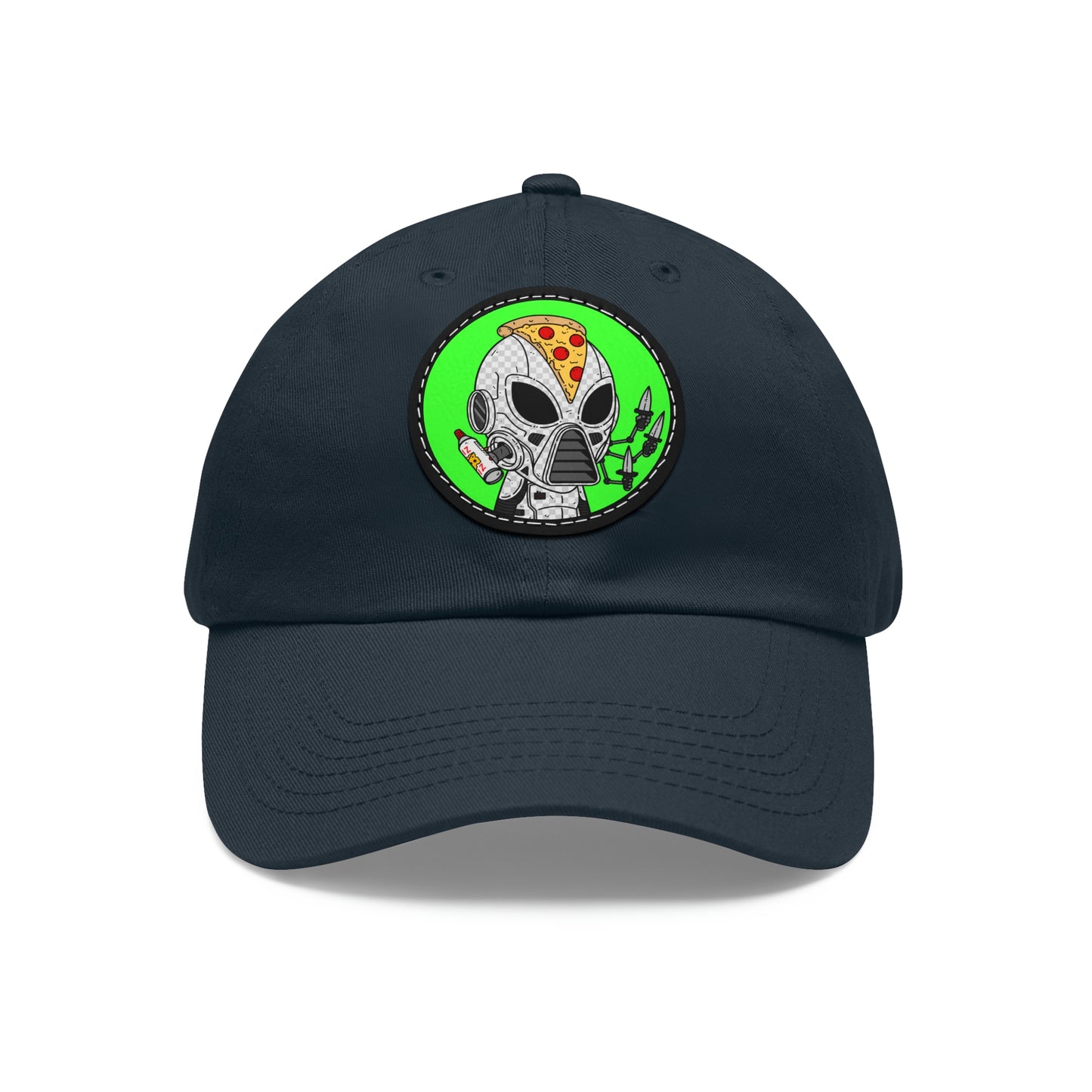 Gorro Pizza Chef Visitor Alien Dad con parche de cuero (redondo)