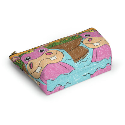 Hippo Hippopotamus Animal Creature Graphic Accessory Pouch w T-bottom