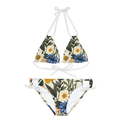 Botanical Illustration Flowers & Plants Design Strappy Bikini Set (AOP)