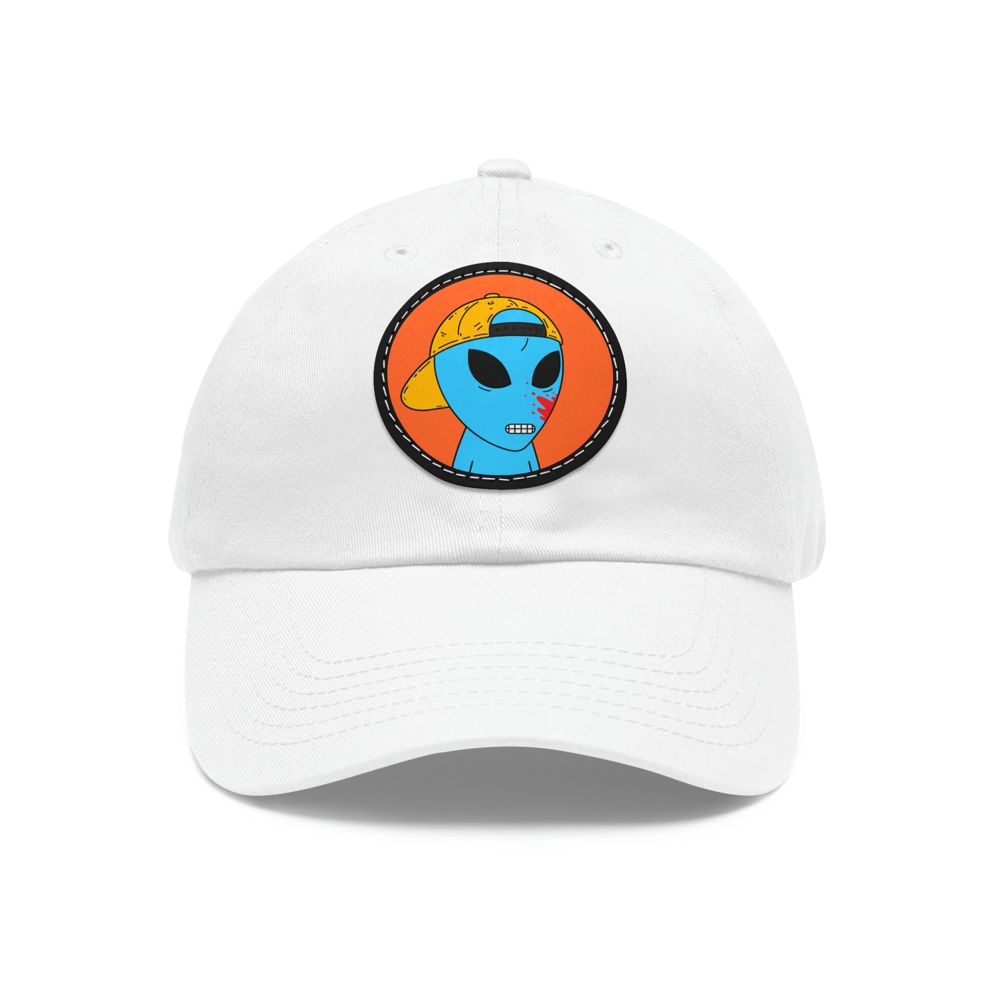 Blue Blood Alien Visitor Dad Hat with Leather Patch (Round)