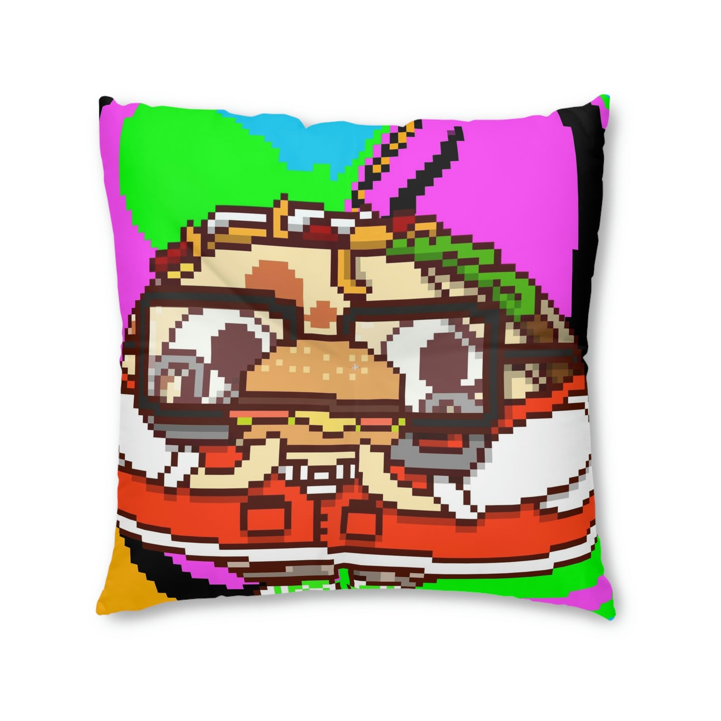 Burger Cooked Hungry Taco Tufted Floor Pillow, Square