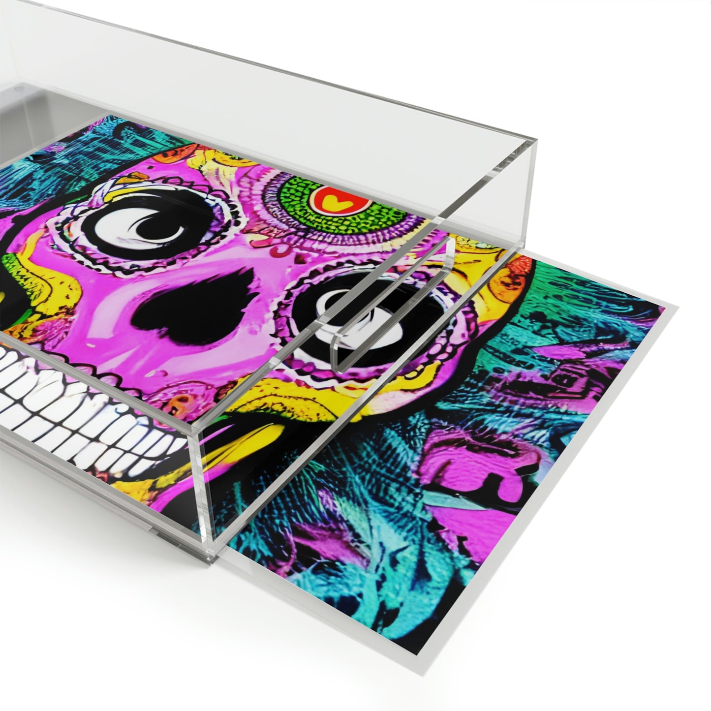 Trippy psychedelic Skull Skeleton Head Face Acrylic Serving Tray