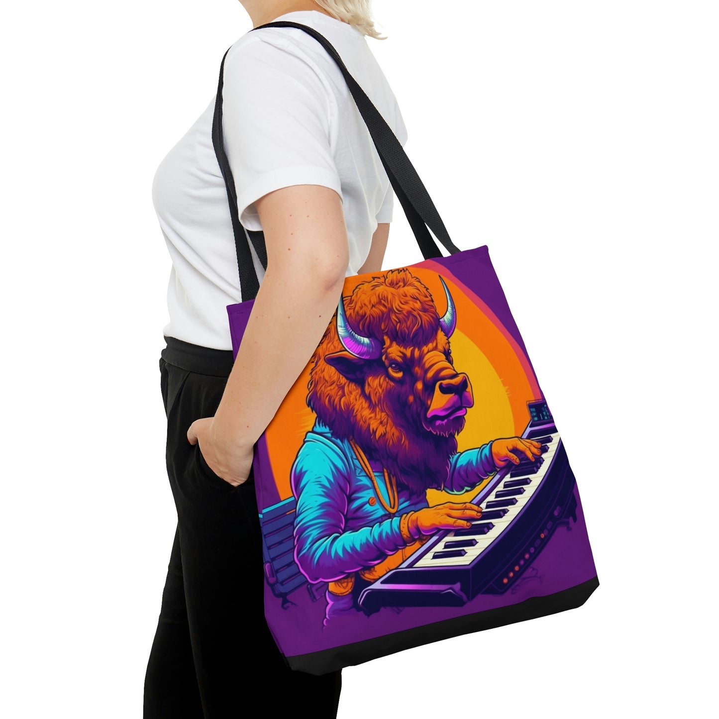 American Bison Buffalo PianoKeyboard Music Player Tote Bag (AOP)