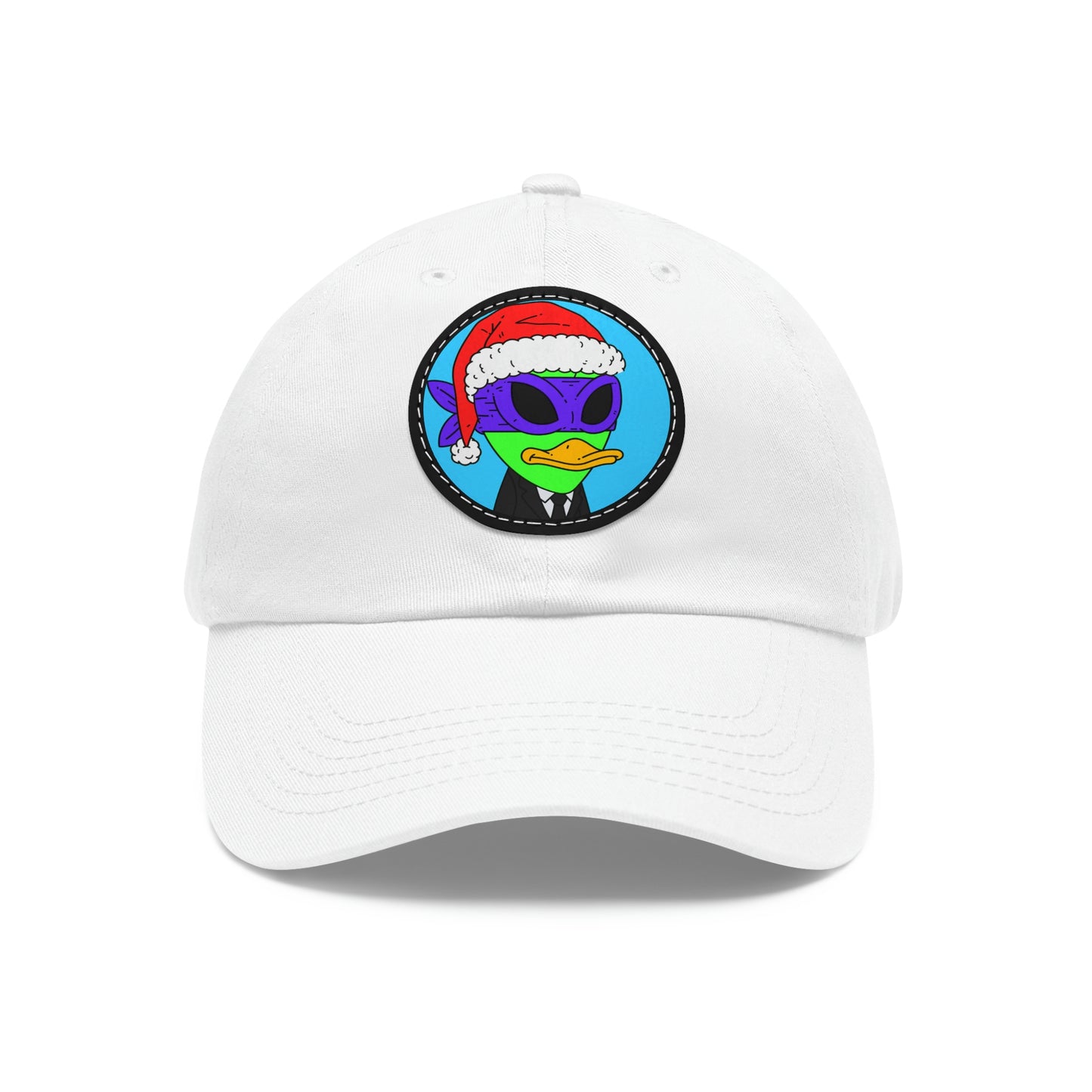 Santa Christmas Alien Visitor 751 Dad Hat with Leather Patch (Round)