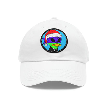 Santa Christmas Alien Visitor 751 Dad Hat with Leather Patch (Round)