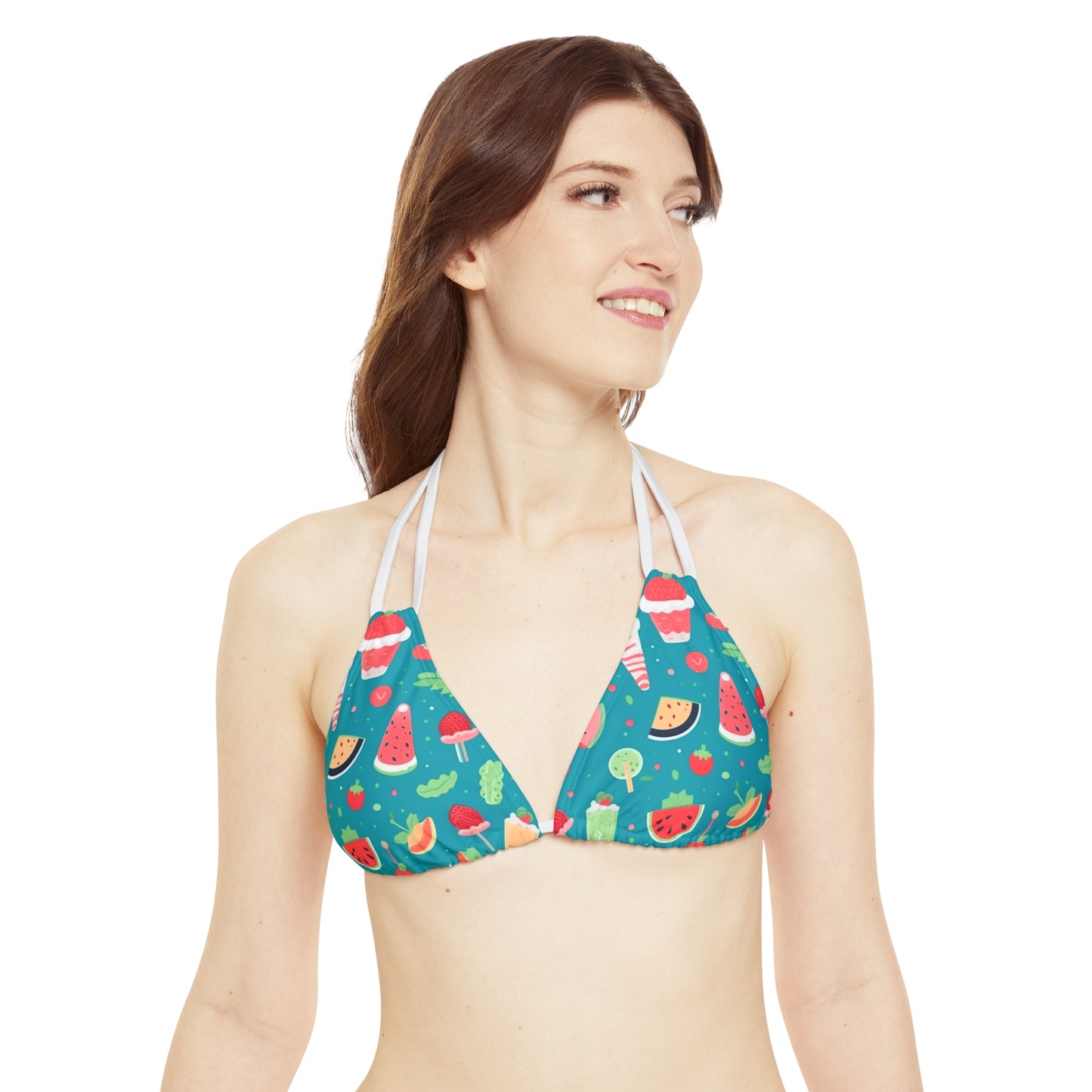 Quirky Summer Food Watermelon Ice Cream Cocktail Pattern Strappy Bikini Set (AOP)