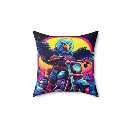 Bald Eagle American Motorcyclist USA Style Spun Polyester Square Pillow