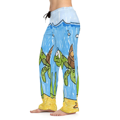 Sea Turtle Beach Sand Ocean Women's Pajama Pants (AOP)