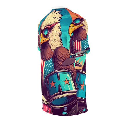 American Bald Eagle Drum Player Classic USA Graphic Unisex Cut & Sew Tee (AOP)