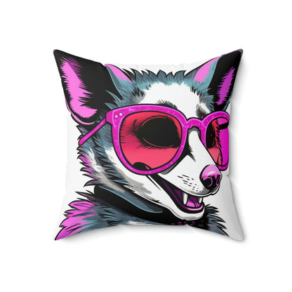 Enthusiastic Opossum Graphic Spun Polyester Square Pillow