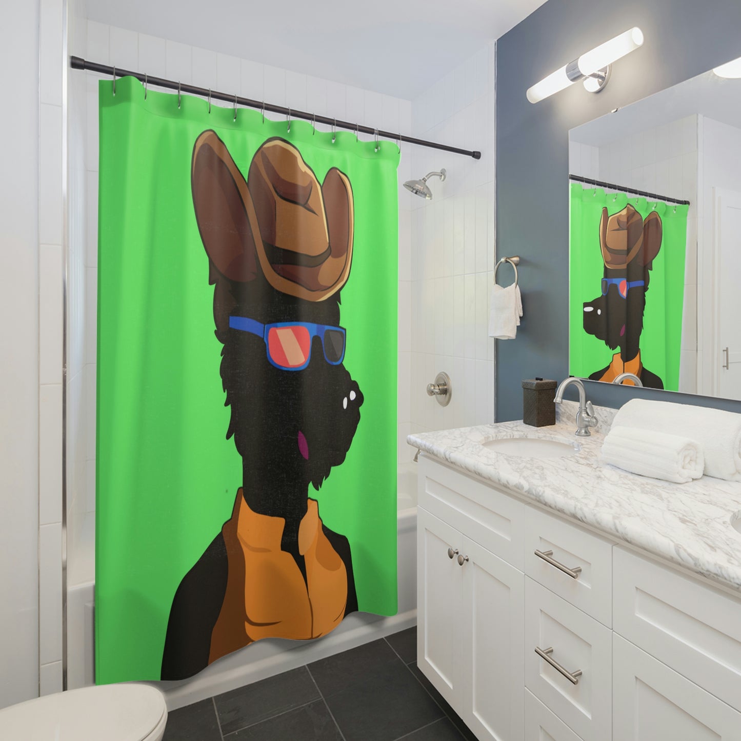 Cow girl Wolf Cyborg Wolve Shower Curtains