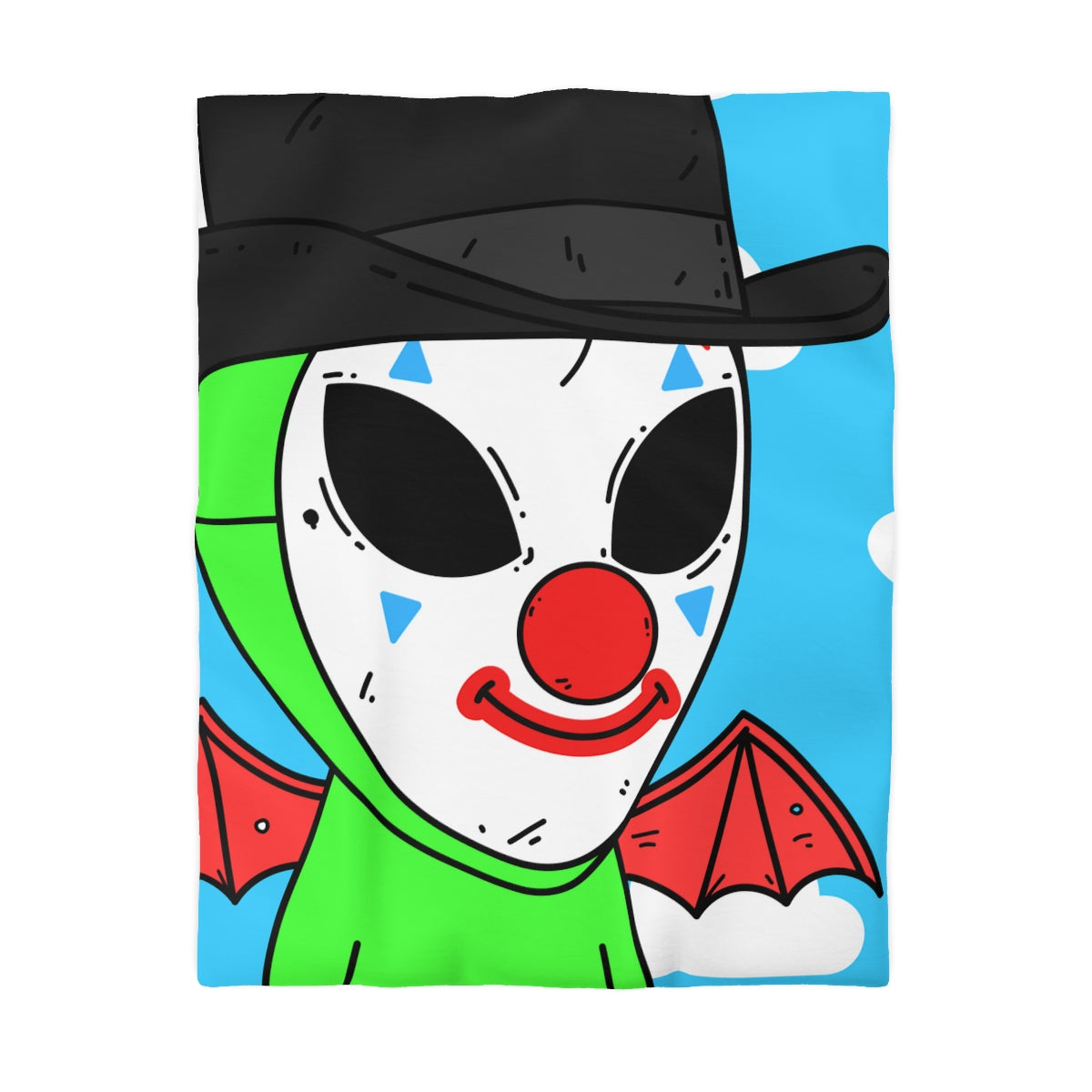 Clown Visitor Green Alien w/ Devil Wings Microfiber Duvet Cover - Visitor751