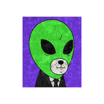 Green Alien Business Suit Dog Face Visitor Crushed Velvet Blanket