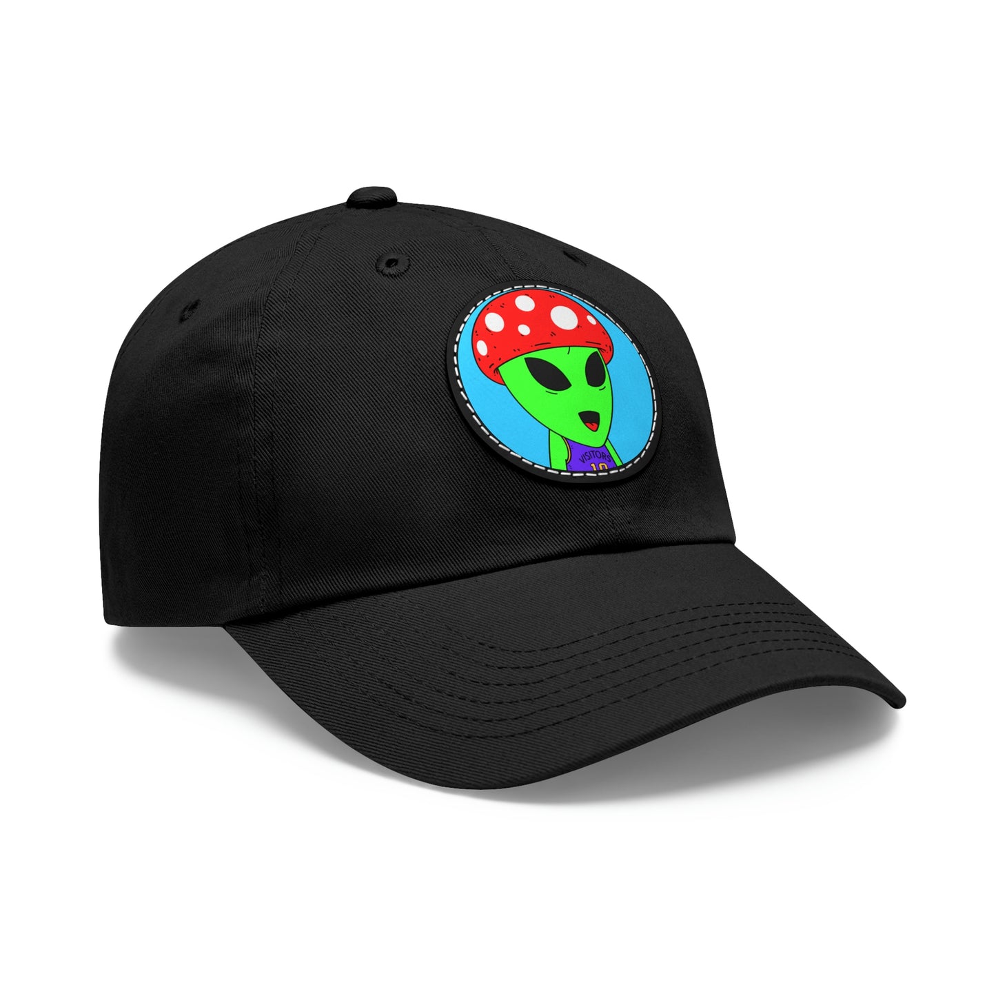 Healthy Sport Jersey Mushroom Alien Dad Hat with Leather Patch (Round)