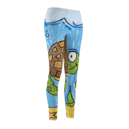 Sea Turtle Beach Sand Ocean Women's Cut & Sew Casual Leggings