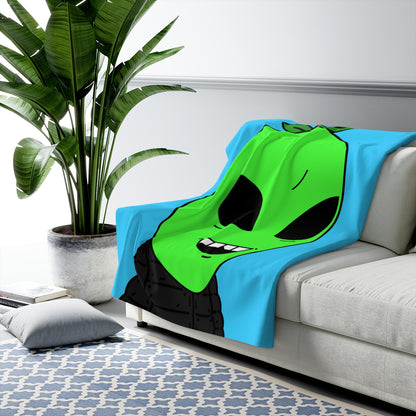 Green Apple Chipped tooth Visitor Smiling Sherpa Fleece Blanket