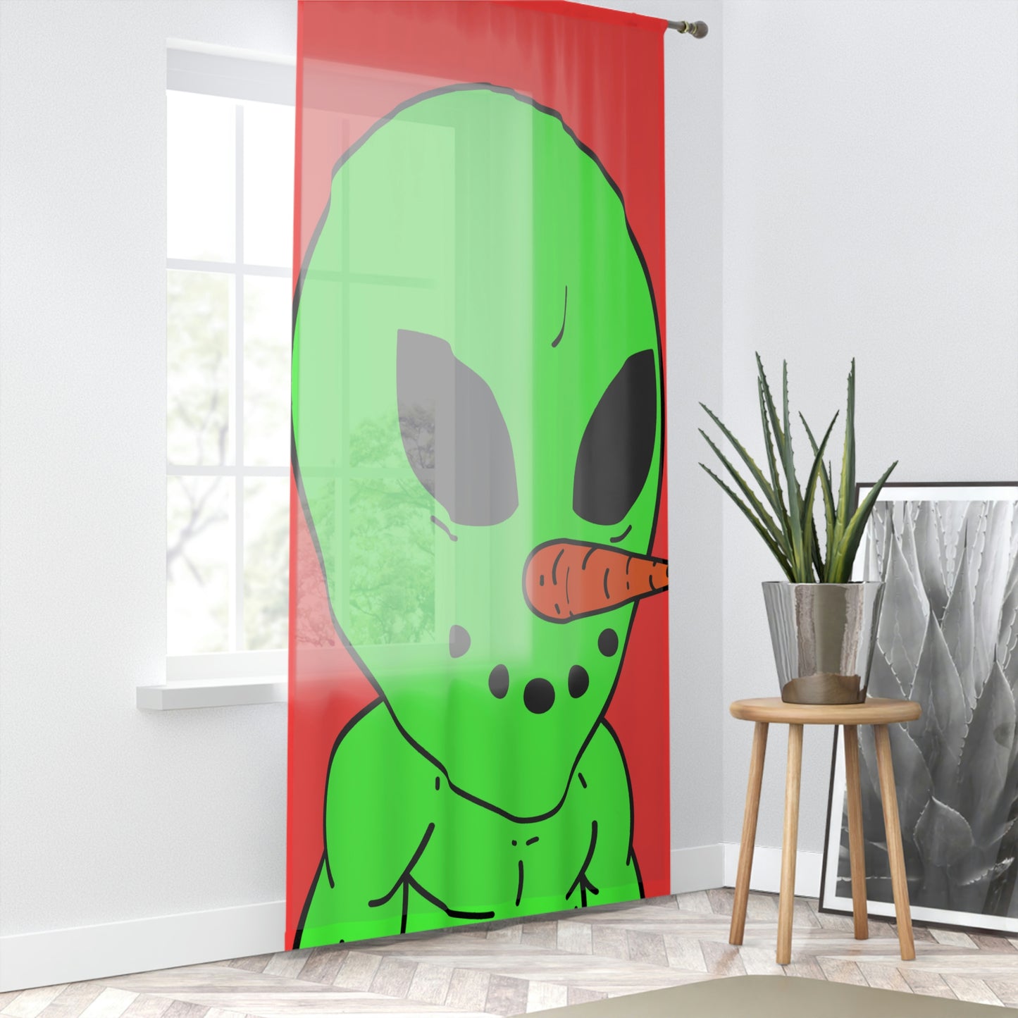 Veggie Visi Alien Vegetable Visitor Window Curtain