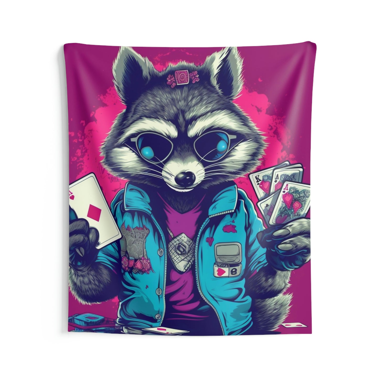 Raccoon Poker Card Player Furry Champion Indoor Wall Tapestries