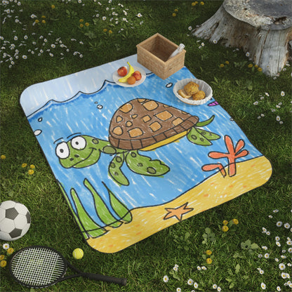 Sea Turtle Beach Sand Ocean Picnic Blanket