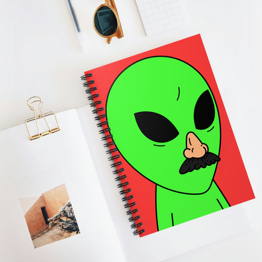 Fake Alien Human Mask Spiral Notebook - Ruled Line