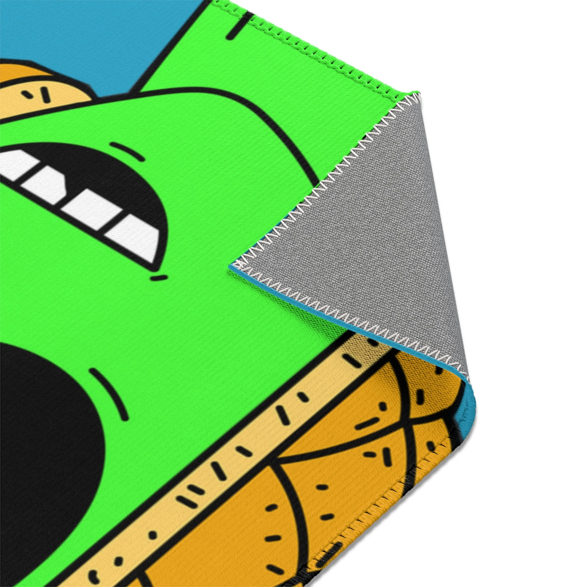 Pineapple Head Visitor Green Alien Chipped Tooth Area Rugs - Visitor751