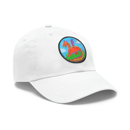 Fierce Dragon Medieval Dad Hat with Leather Patch (Round)