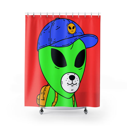 White Dog Bear Mouth Alien Green Visitor Yellow Backpack Blue Visi Hat Shower Curtains