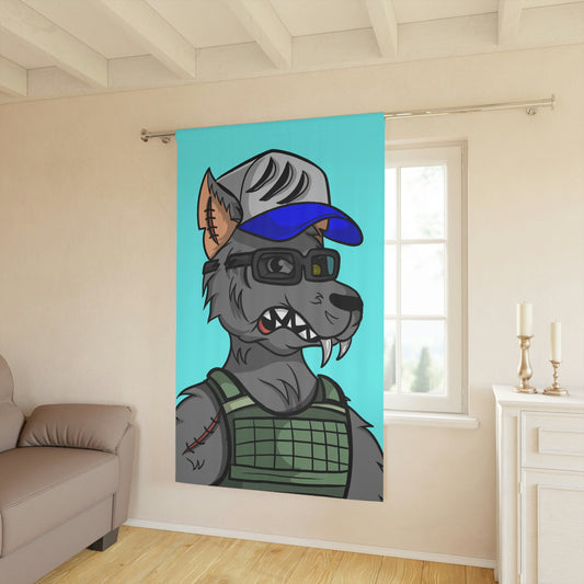 Cortinas de ventana con chaleco militar, hombre lobo, lobo cyborg (1 pieza)