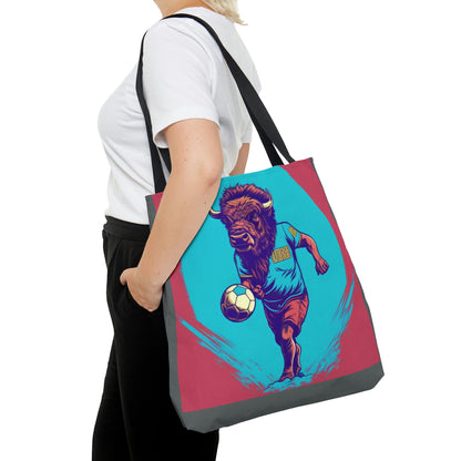 American Bison Soccer Player Sport Buffalo Graphic Tote Bag (AOP)