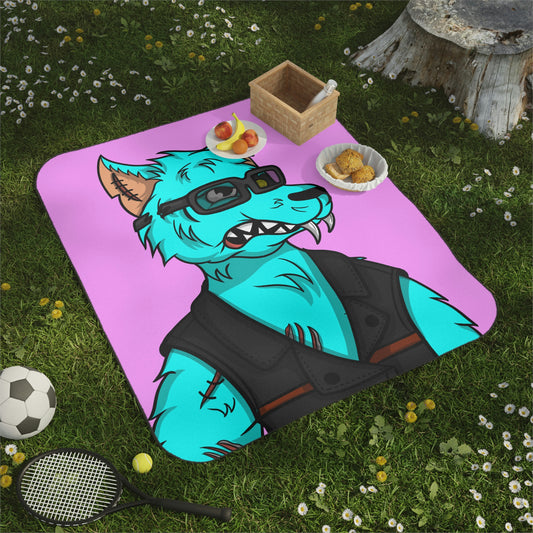 Wolve Aqua Water Blue Wolf Cyborg Picnic Blanket