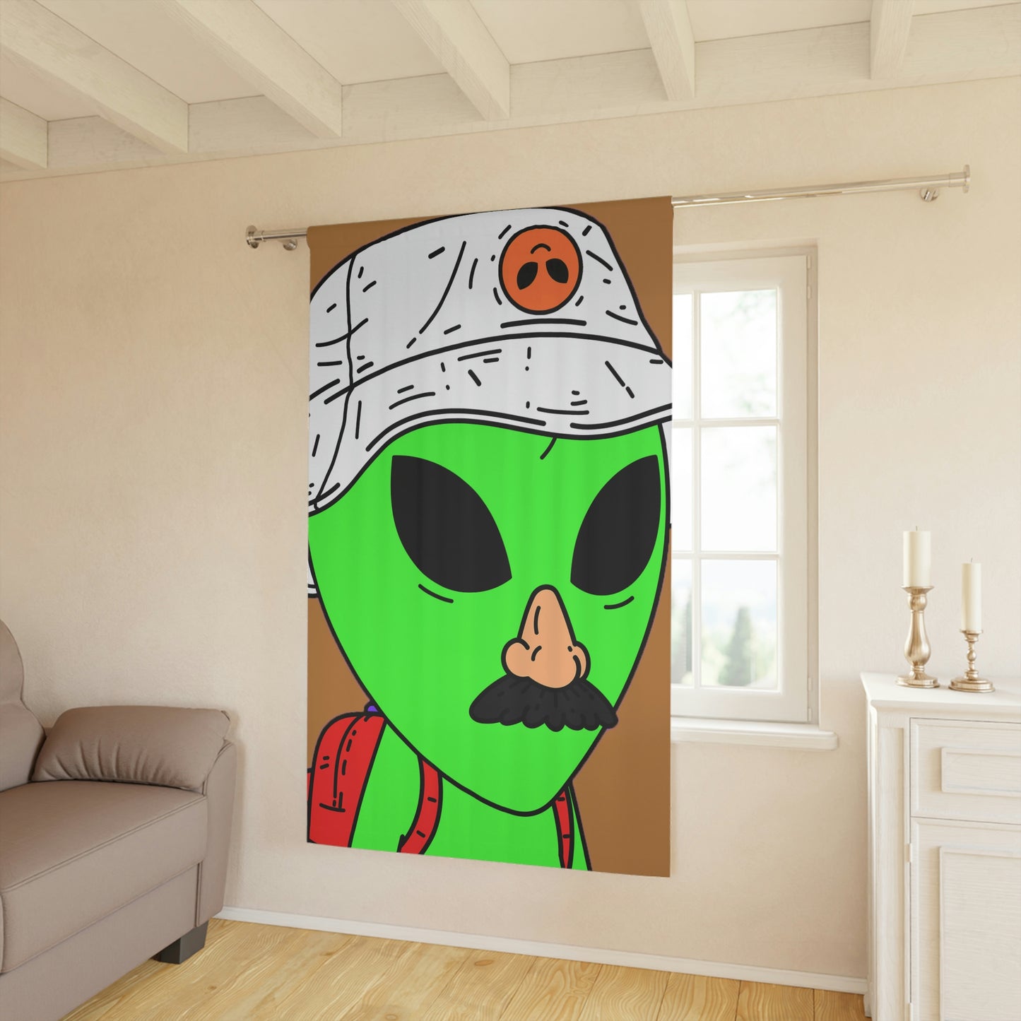 Cortinas de ventana The Visitor Green Alien Space Traveler (1 pieza)