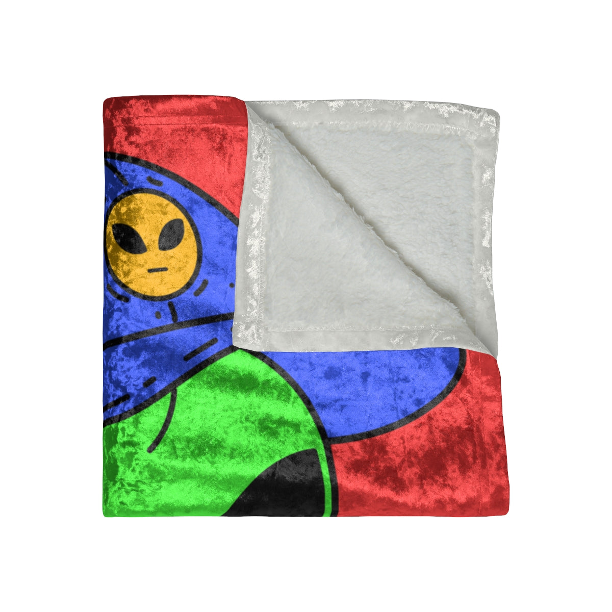 White Dog Bear Mouth Alien Green Visitor Yellow Backpack Blue Visi Hat Crushed Velvet Blanket - Visitor751