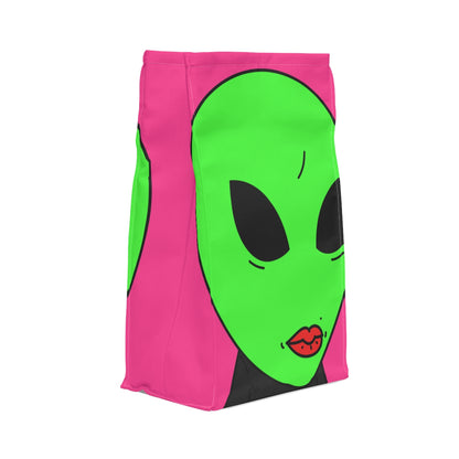 8 Ball Green Alien Lipstick Visitor Pool Player Game Polyester Lunch Bag