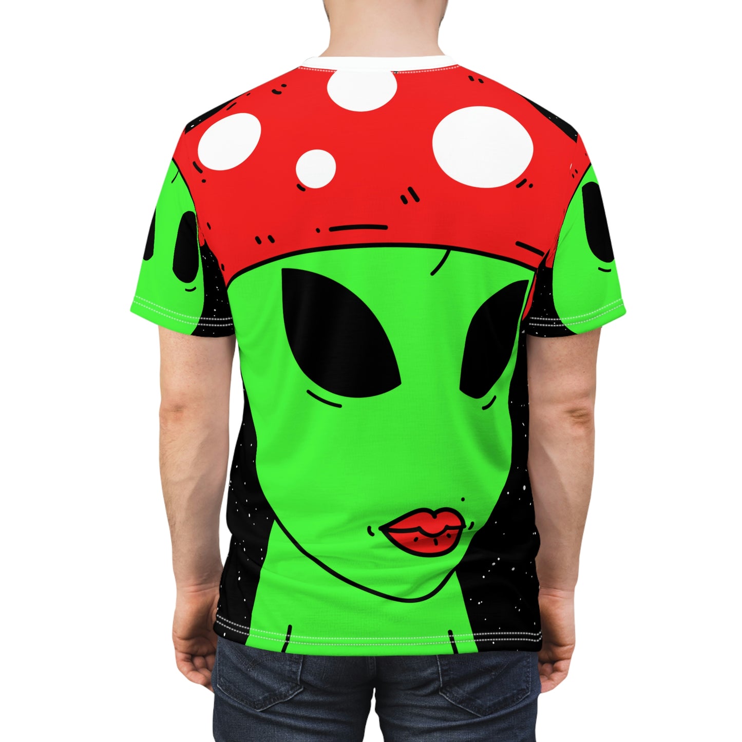 Alien Mushroom Galactic Star Space Unisex AOP Cut & Sew Tee