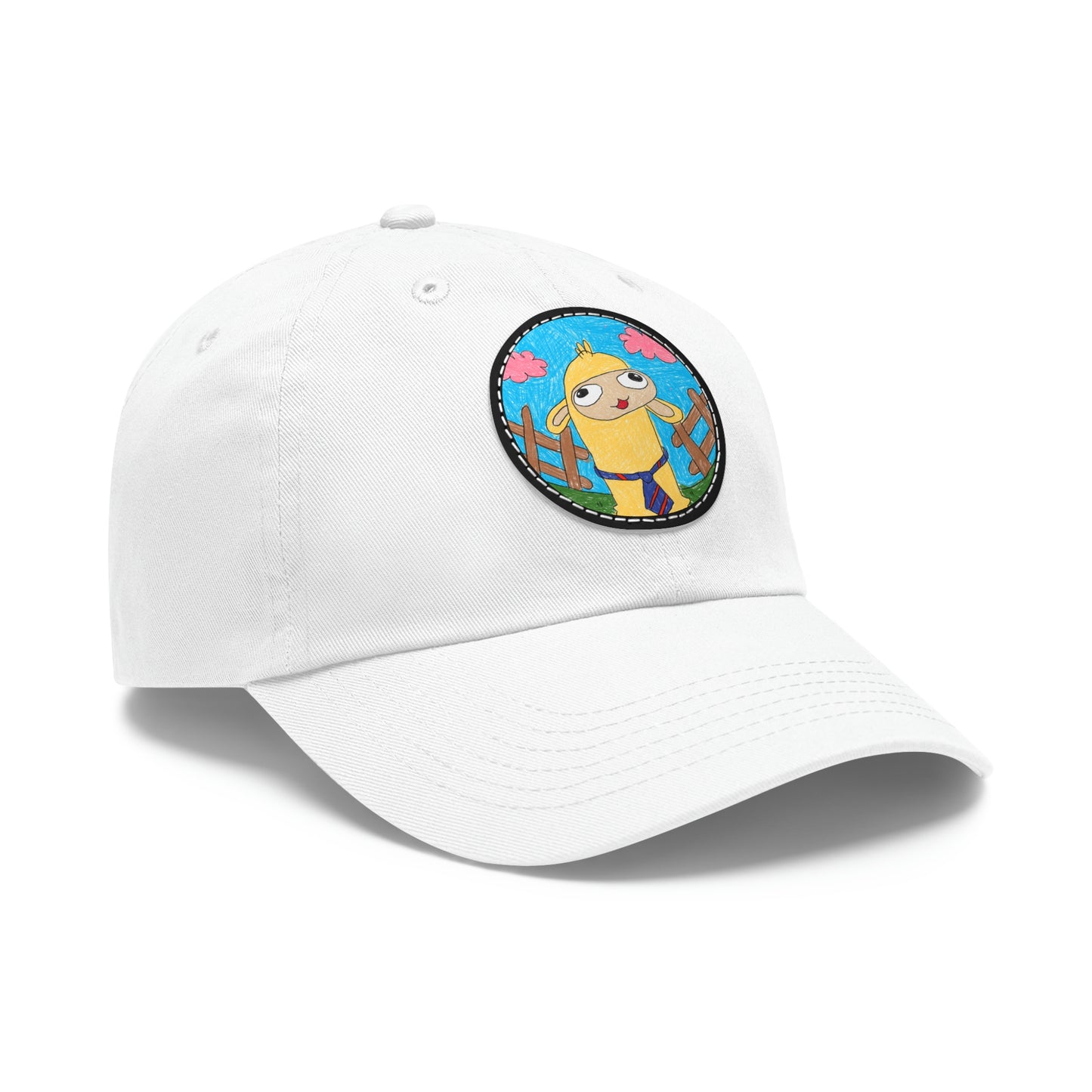 Llama Lovers: Heart and Animal Design Graphic Dad Hat with Leather Patch (Round)