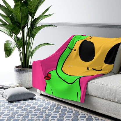 Yellow Mask Visi Alien Facemask Visitor Mom Tattoo Heart Sherpa Fleece Blanket