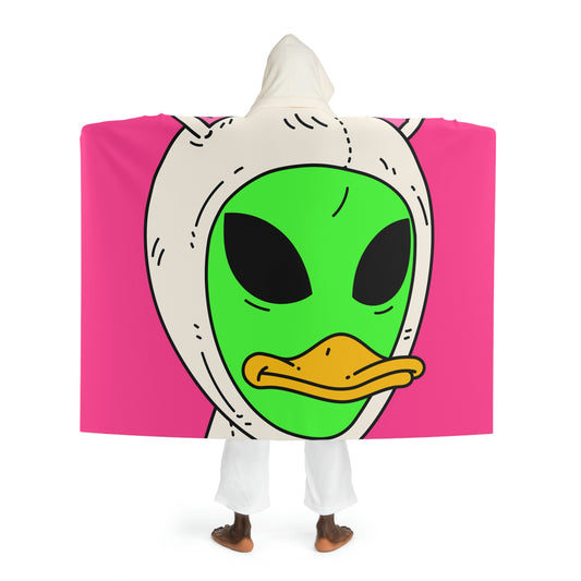 Bunny Ears Green Visitor Duck Face Alien Hooded Sherpa Fleece Blanket