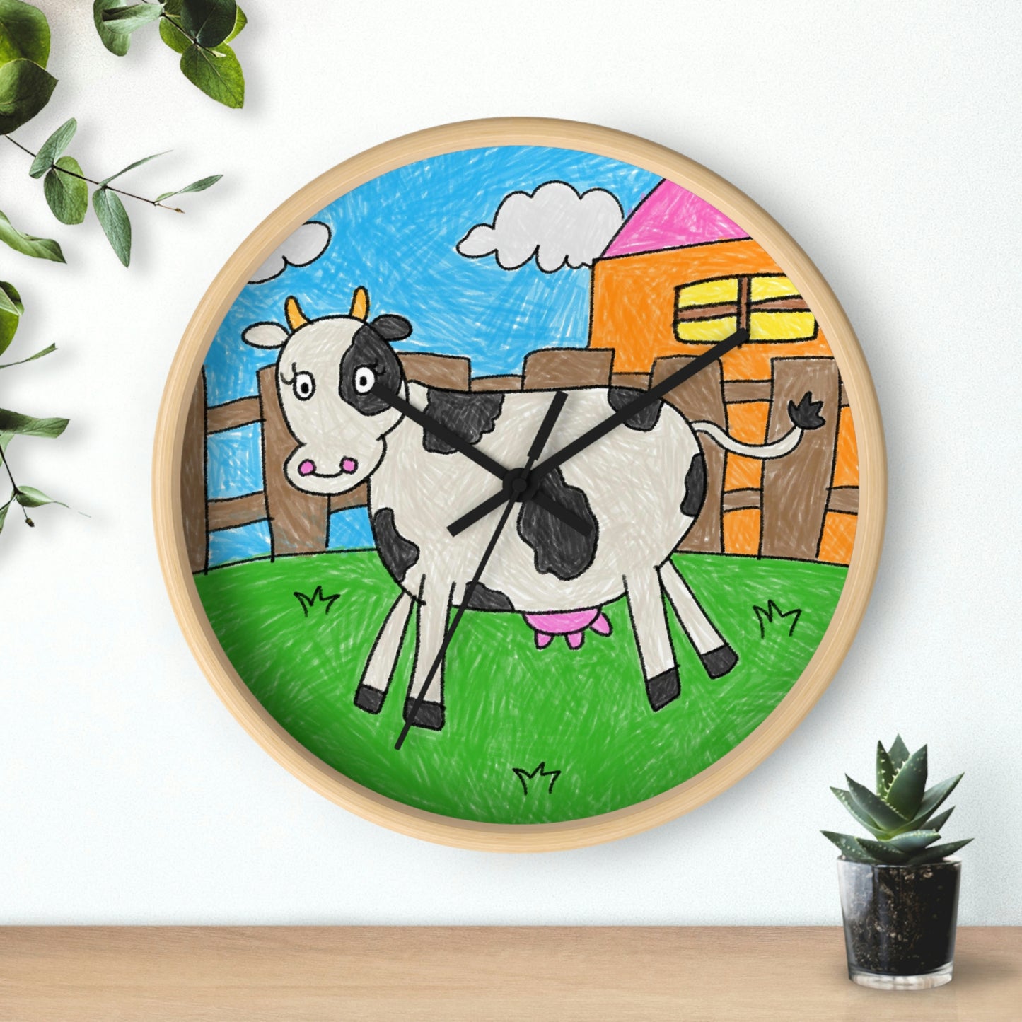 Cow Moo Farm Barn Animal Character Wall clock