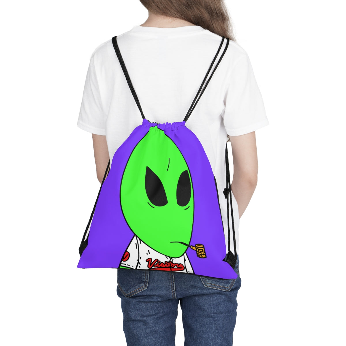 Visi Jersey Green Alien Pipe Mouth Visitor Outdoor Drawstring Bag