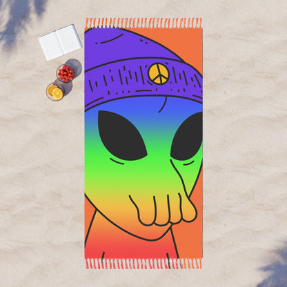 Tela De Playa Rainbow Peace Alien Calamar Boca Visitante Boho