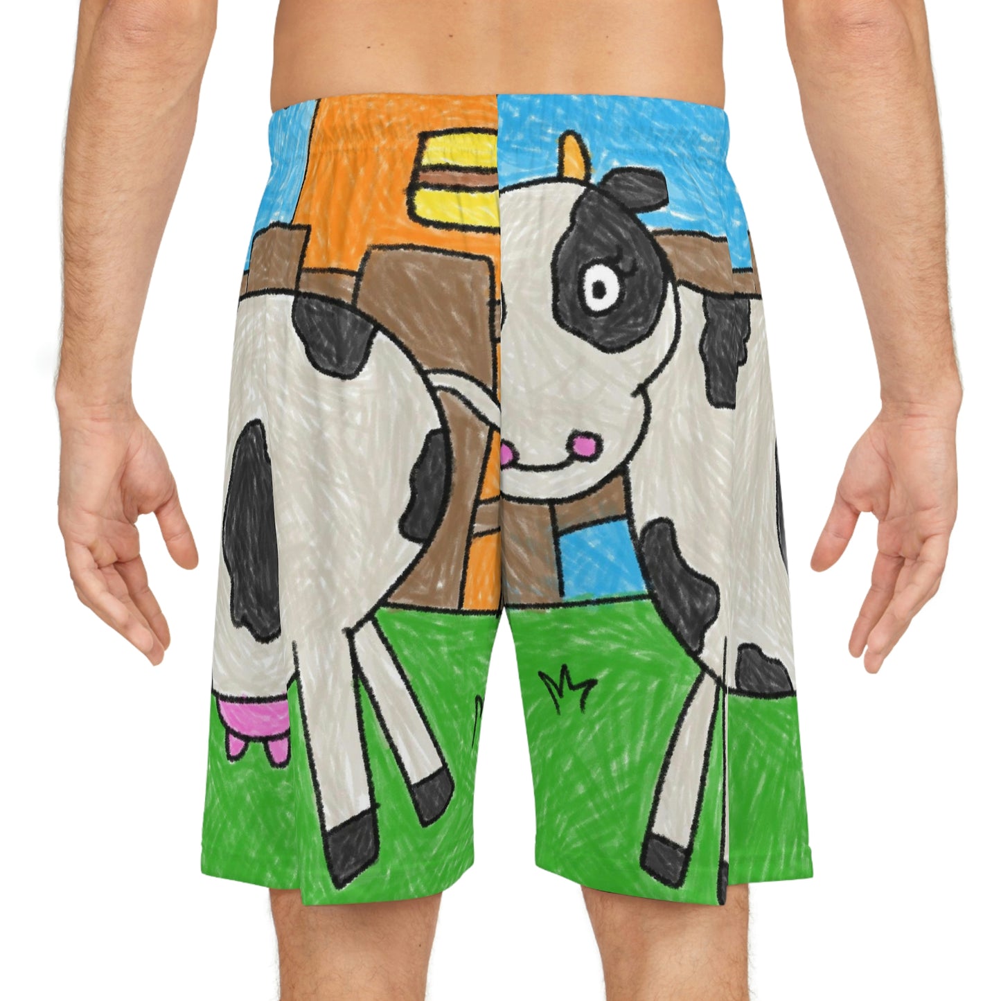 Cow Farm Animal Character Basketball Shorts (AOP)