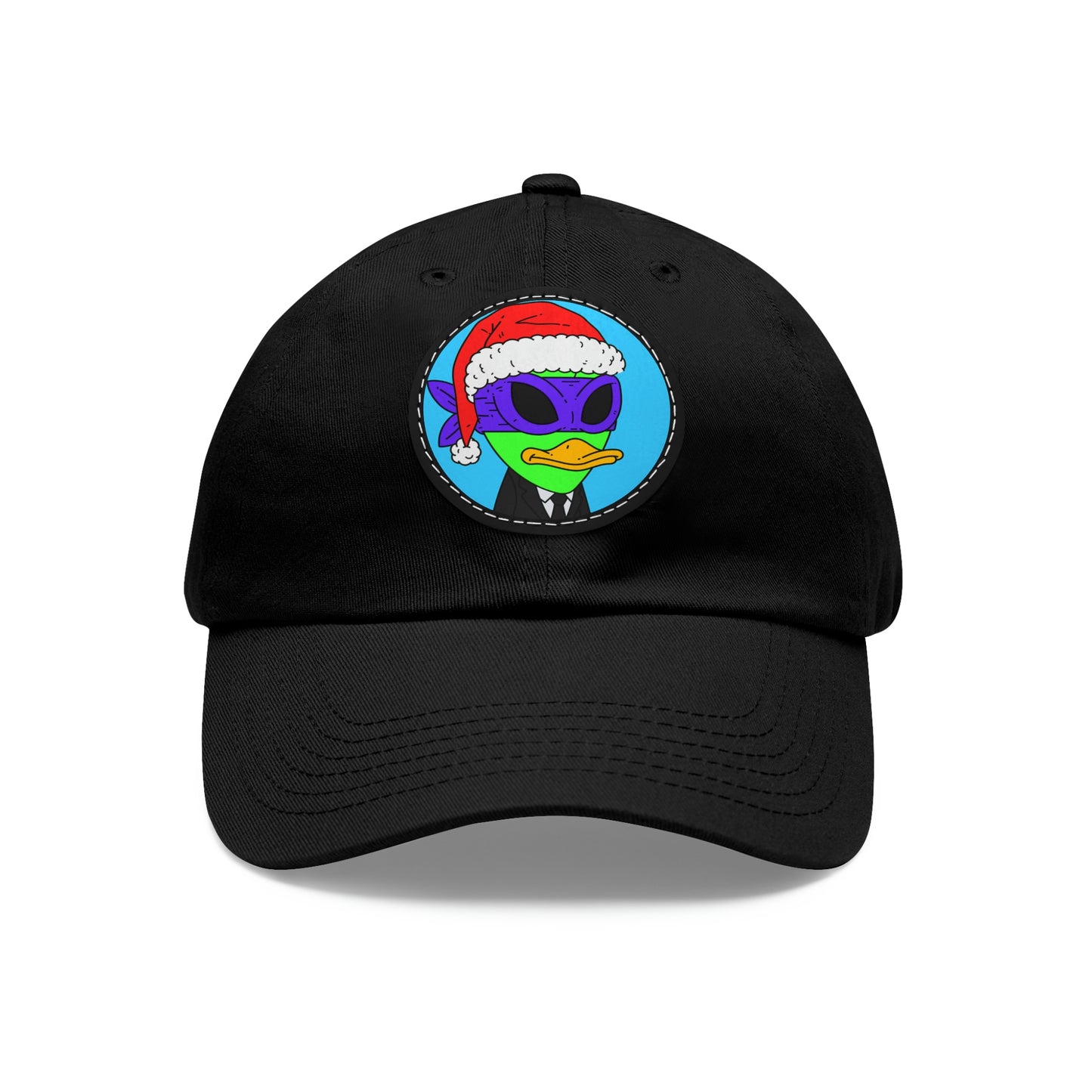 Santa Christmas Alien Visitor 751 Dad Hat with Leather Patch (Round)