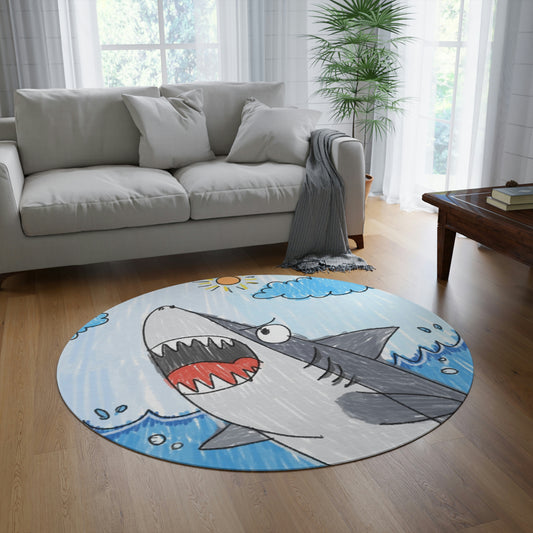 Shark Jaw Teeth Attack Large Ocean Sea Creature Round Rug