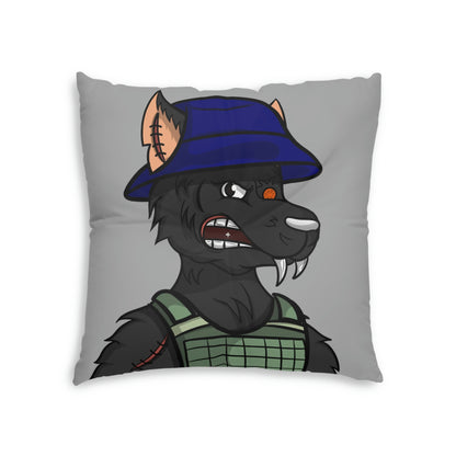 Army Black Wolf Cyborg Werewolve Tufted Floor Pillow, Square