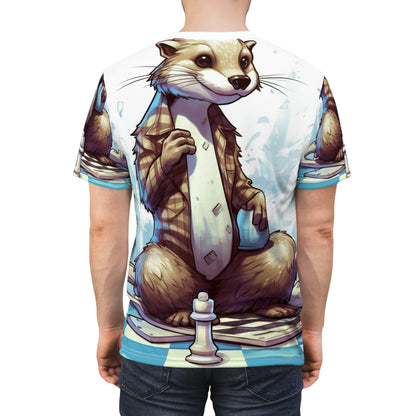 Otter Chess Game Grand Master Player Graphic Camiseta unisex cortada y cosida (AOP) 