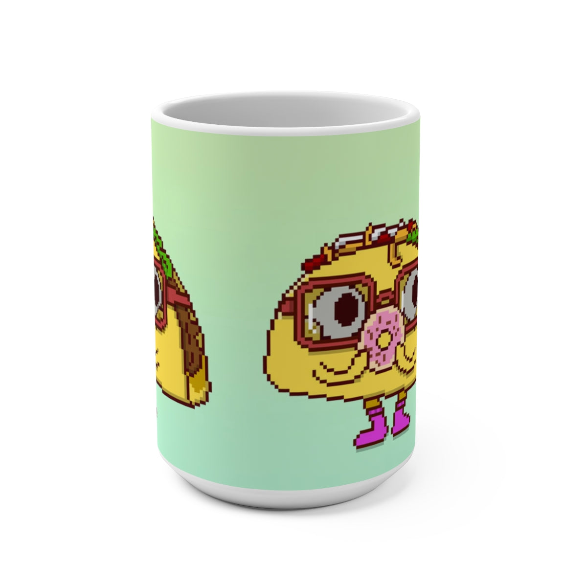 Donut Cartoon Taco Coffee Mug 15oz